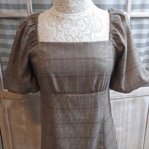 Eesome Brown and White Plaid Dress Size M